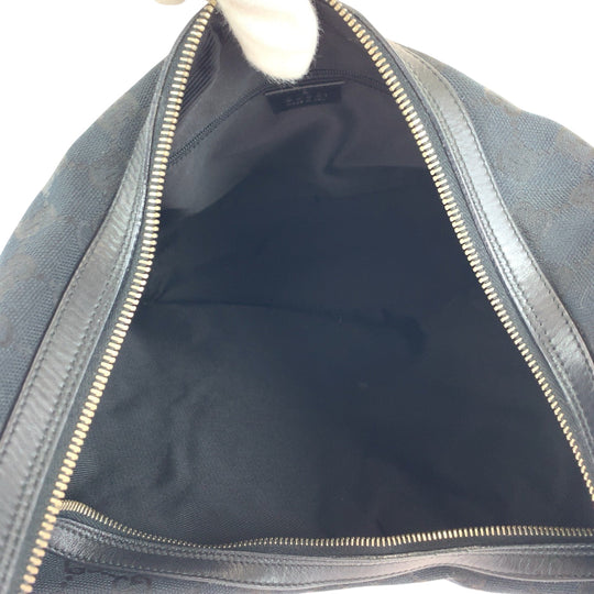 GUCCI Shoulder Bag 001 42870 GG canvas Black GoldMetal Hobo Shoulder Bag Women Used Authentic