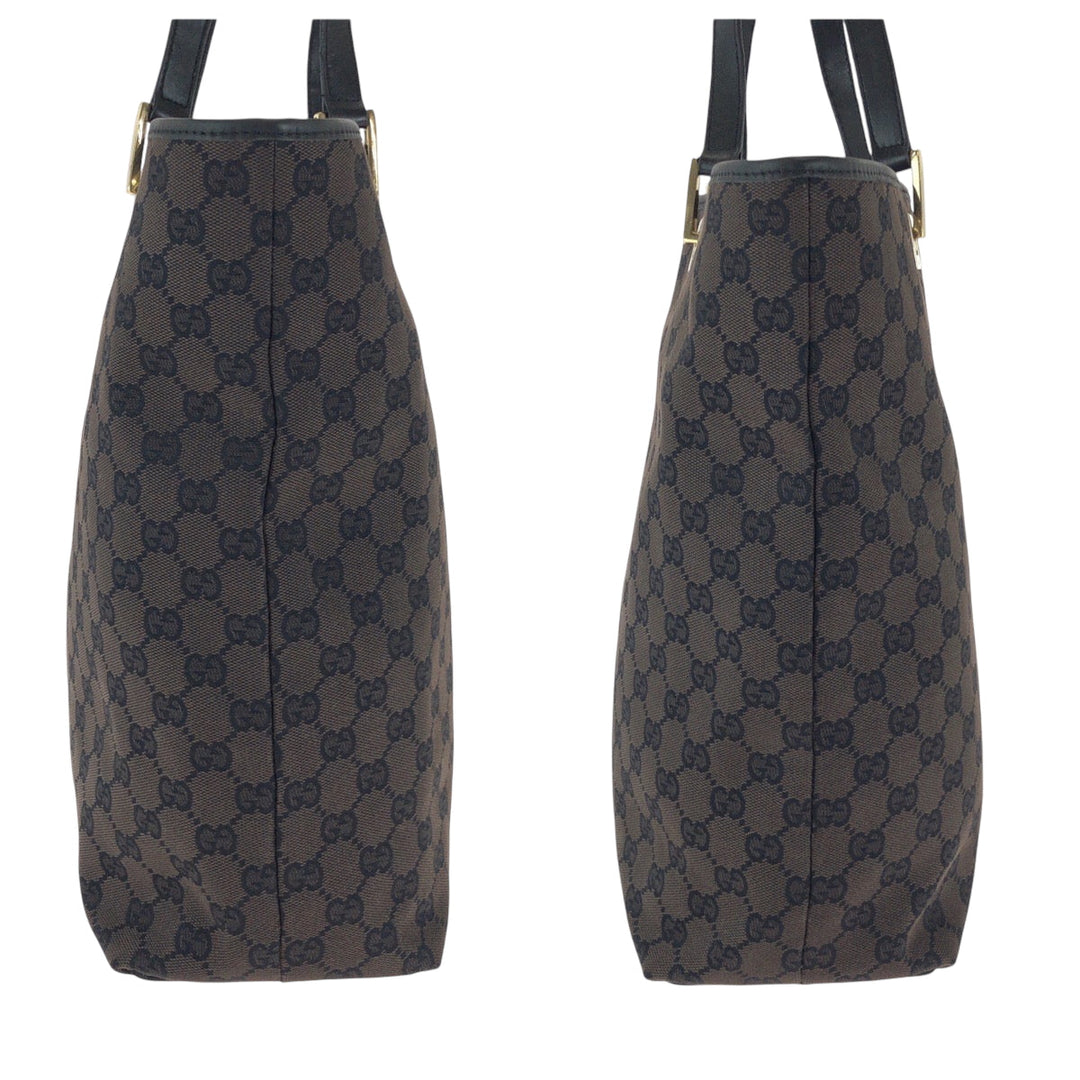 GUCCI Tote Bag 002 1098 GG canvas Brown Black Gold Metal Tote Bag Shoulder Bag Women Used Authentic