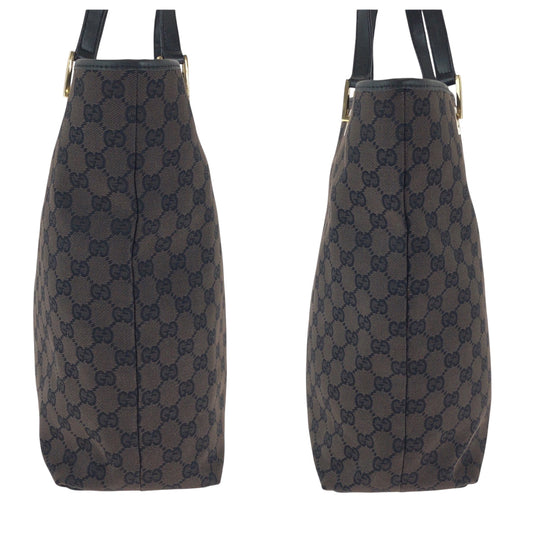 GUCCI Tote Bag 002 1098 GG canvas Brown Black Gold Metal Tote Bag Shoulder Bag Women Used Authentic