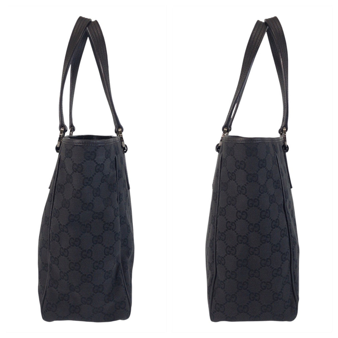 GUCCI Tote Bag 113017 GG canvas, leather Black black Tote Bag Shoulder Bag Women Used Authentic