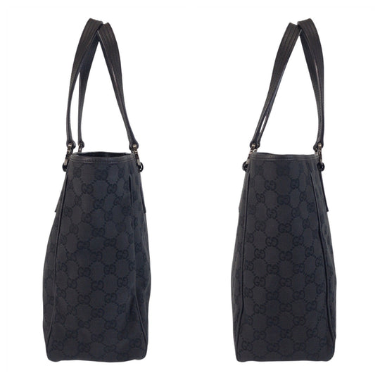 GUCCI Tote Bag 113017 GG canvas, leather Black black Tote Bag Shoulder Bag Women Used Authentic