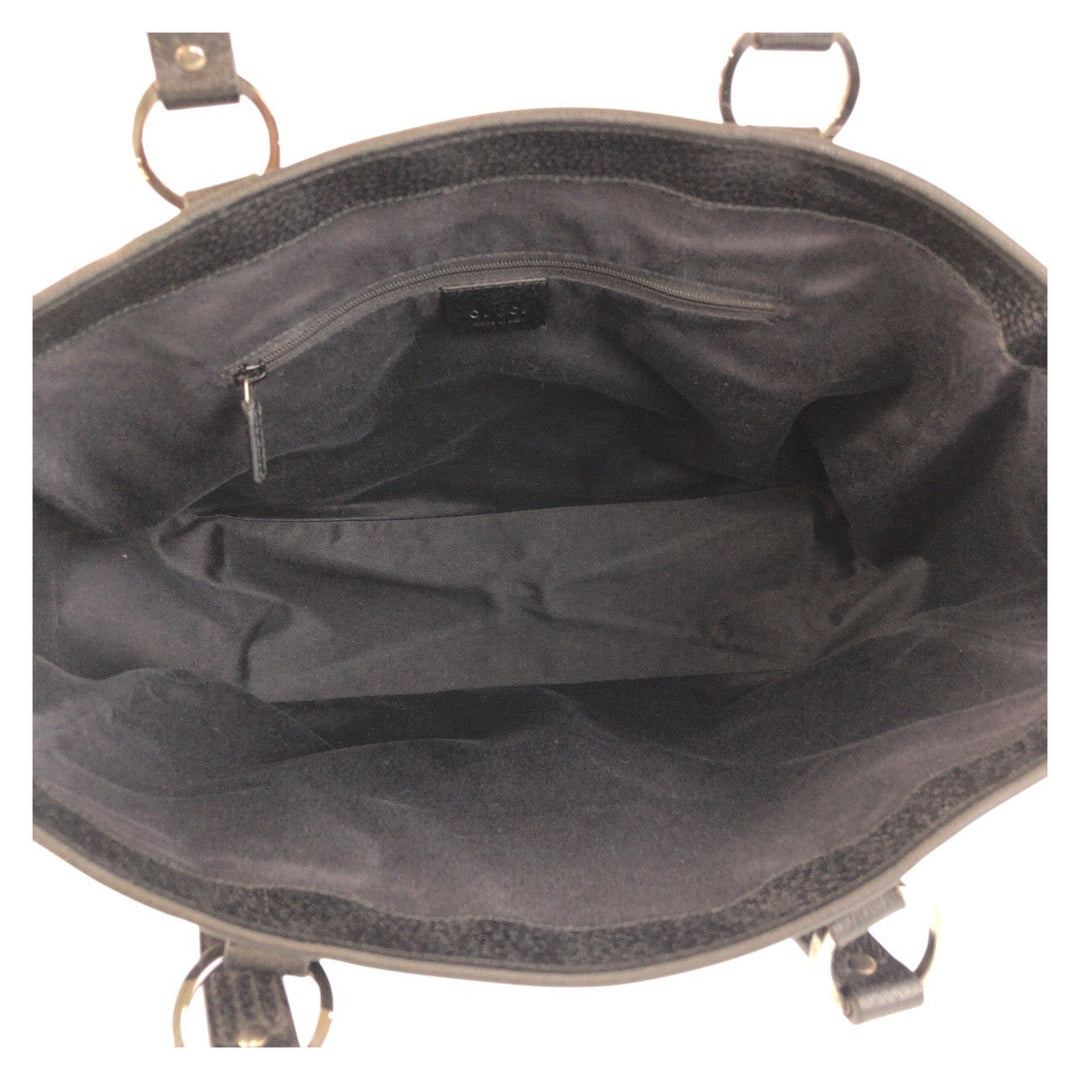 GUCCI Tote Bag 113017 GG canvas, leather Black black Tote Bag Shoulder Bag Women Used Authentic