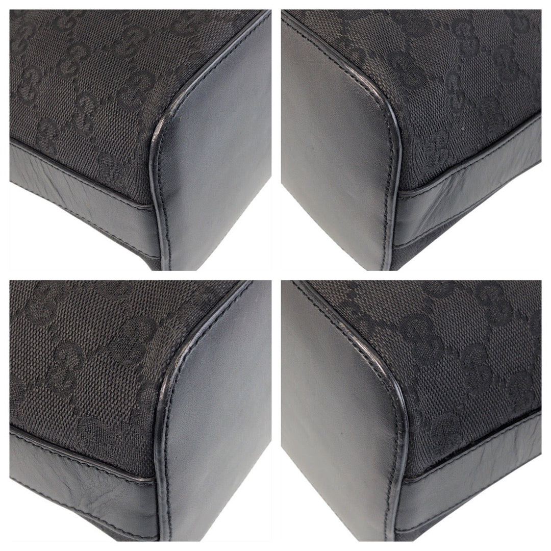 GUCCI Shoulder Bag 01234 GG canvas, leather Black black Women Used Authentic