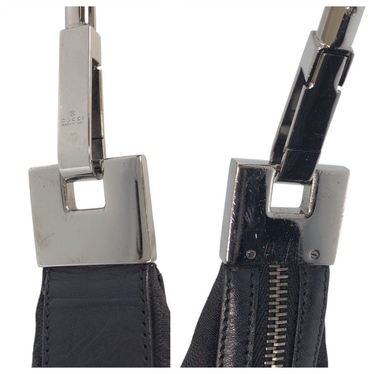 GUCCI Shoulder Bag 01234 GG canvas, leather Black black Women Used Authentic