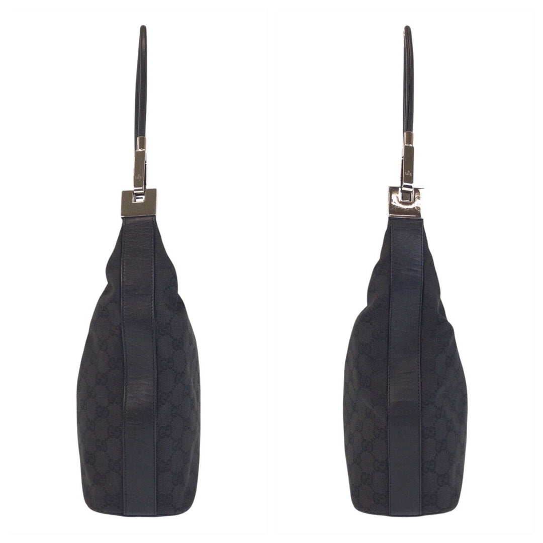 GUCCI Shoulder Bag 01234 GG canvas, leather Black black Women Used Authentic