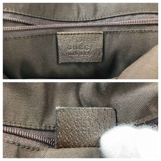 GUCCI Tote Bag 130733 GG canvas, leather Brown Gold Metal Tote Bag Shoulder Bag Abbey Women Used Authentic