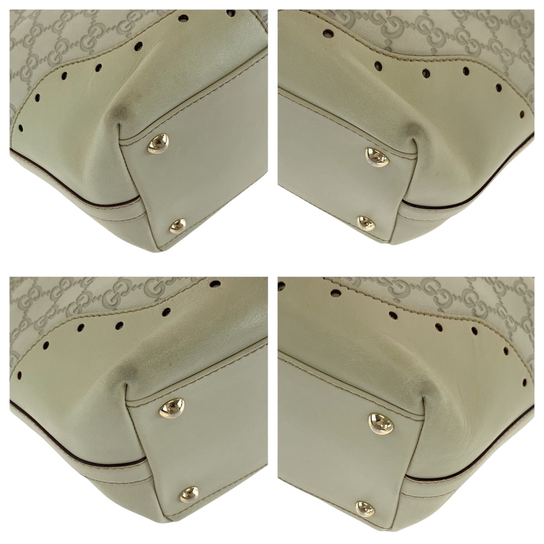 GUCCI Tote Bag 145998 leather Ivory Gold Metal Guccisima