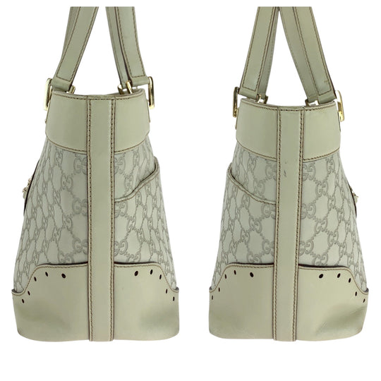 GUCCI Tote Bag 145998 leather Ivory Gold Metal Guccisima