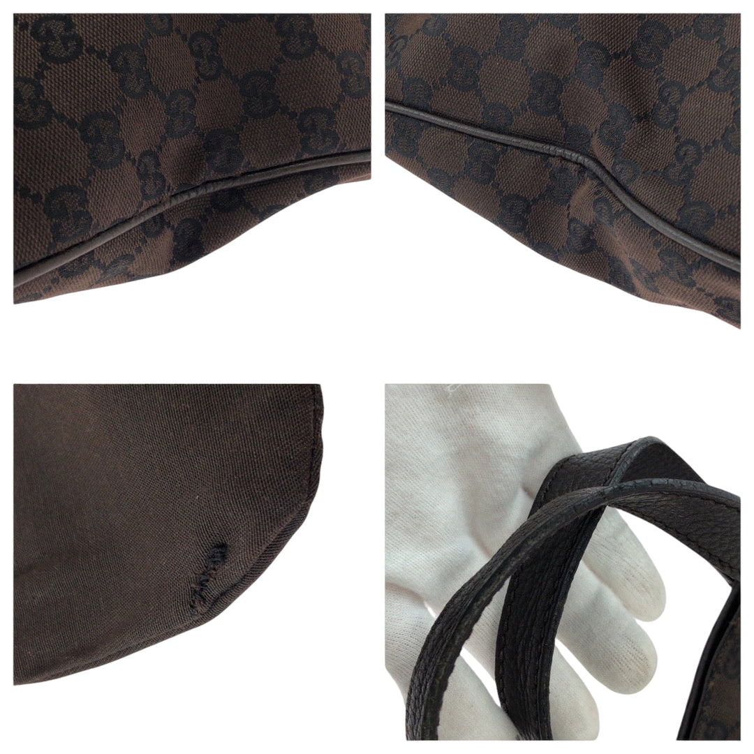 GUCCI Tote Bag 272347 GG canvas Brown Gold Metal Tote Bag handbag mens Used Authentic