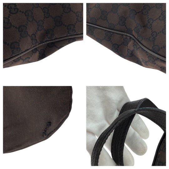 GUCCI Tote Bag 272347 GG canvas Brown Gold Metal Tote Bag handbag mens Used Authentic