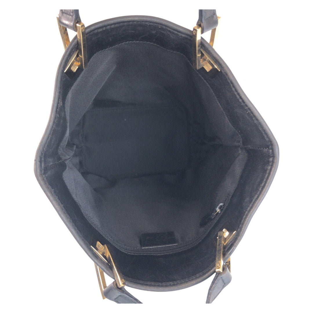 GUCCI Tote Bag 002 1099 GG canvas, leather Beige Black Gold Metal Tote Bag Shoulder Bag Women Used Authentic