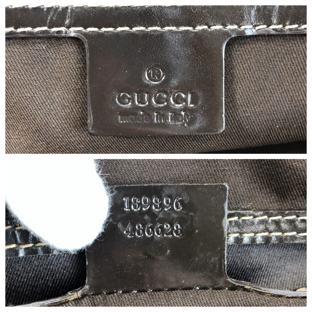 GUCCI Tote Bag 189896 GG Supreme canvas, leather Beige Brown Gold Metal Tote Bag Shoulder Bag Women Used Authentic