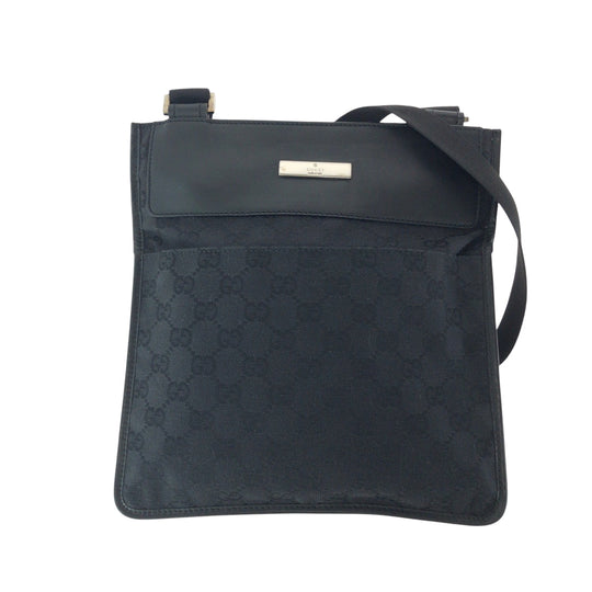 GUCCI Shoulder Bag 27639 GG canvas Black SilverMetal Shoulder Bag Sacoche Women Used Authentic