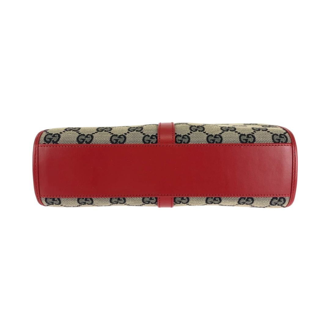 GUCCI Handbag 002 1065 GG canvas Gray Red Gold Metal Jackie
