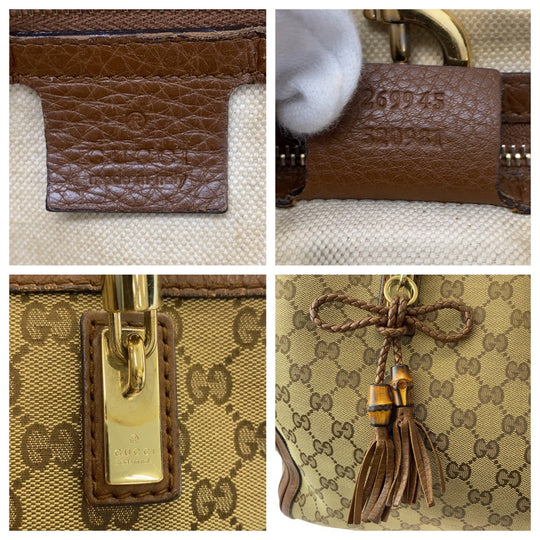 GUCCI Tote Bag 269945 GG canvas beige Bella Bamboo