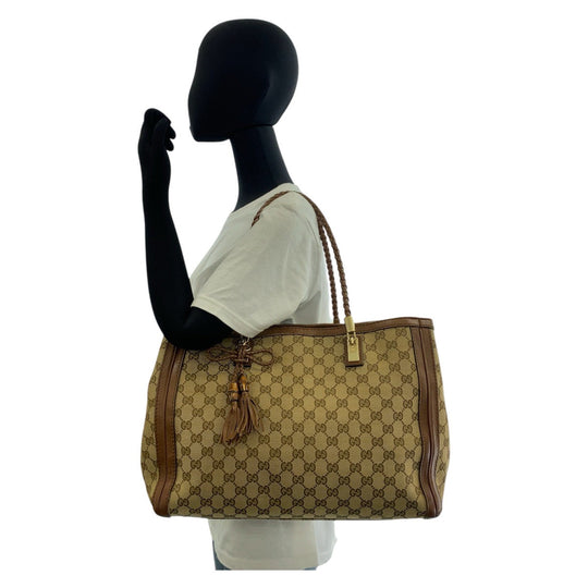 GUCCI Tote Bag 269945 GG canvas beige Bella Bamboo