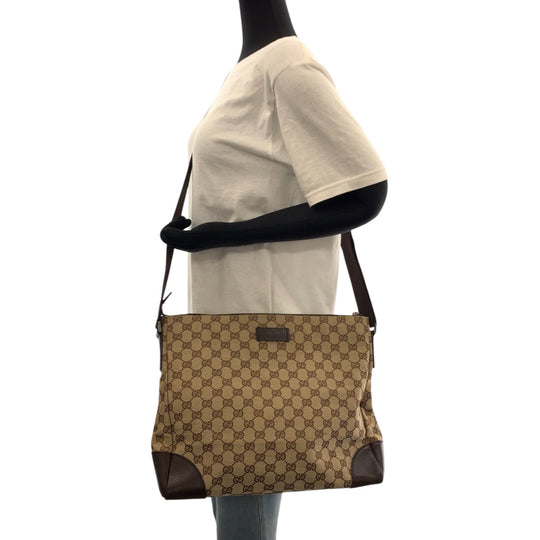 GUCCI Shoulder Bag 110054 GG canvas Beige Brown SilverMetal Shoulder Bag Messenger bag Women Used Authentic