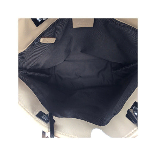GUCCI Tote Bag 31244 GG canvas, leather Beige Brown SilverMetal Tote Bag Shoulder Bag Women Used Authentic