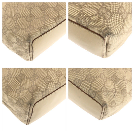 GUCCI Tote Bag 31244 GG canvas, leather Beige Brown SilverMetal Tote Bag Shoulder Bag Women Used Authentic