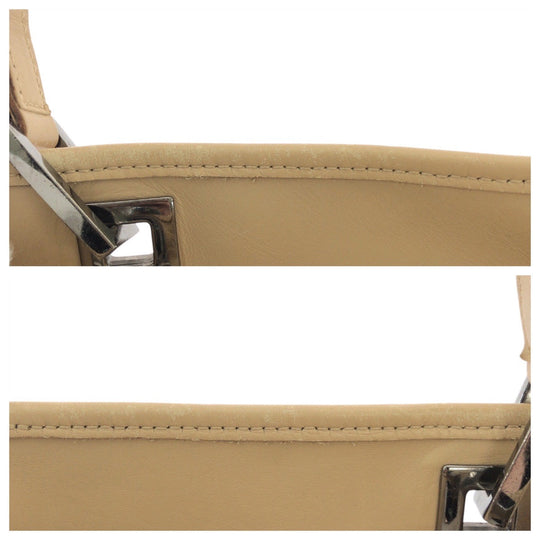 GUCCI Tote Bag 31244 GG canvas, leather Beige Brown SilverMetal Tote Bag Shoulder Bag Women Used Authentic