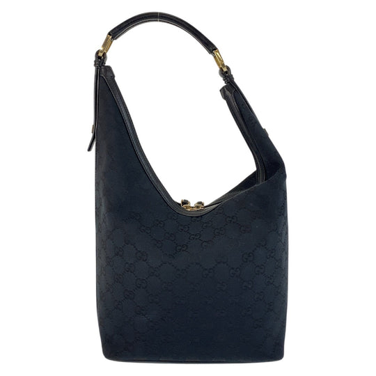 GUCCI Shoulder Bag 001 4288 GG canvas, leather Black GoldMetal Women Used Authentic