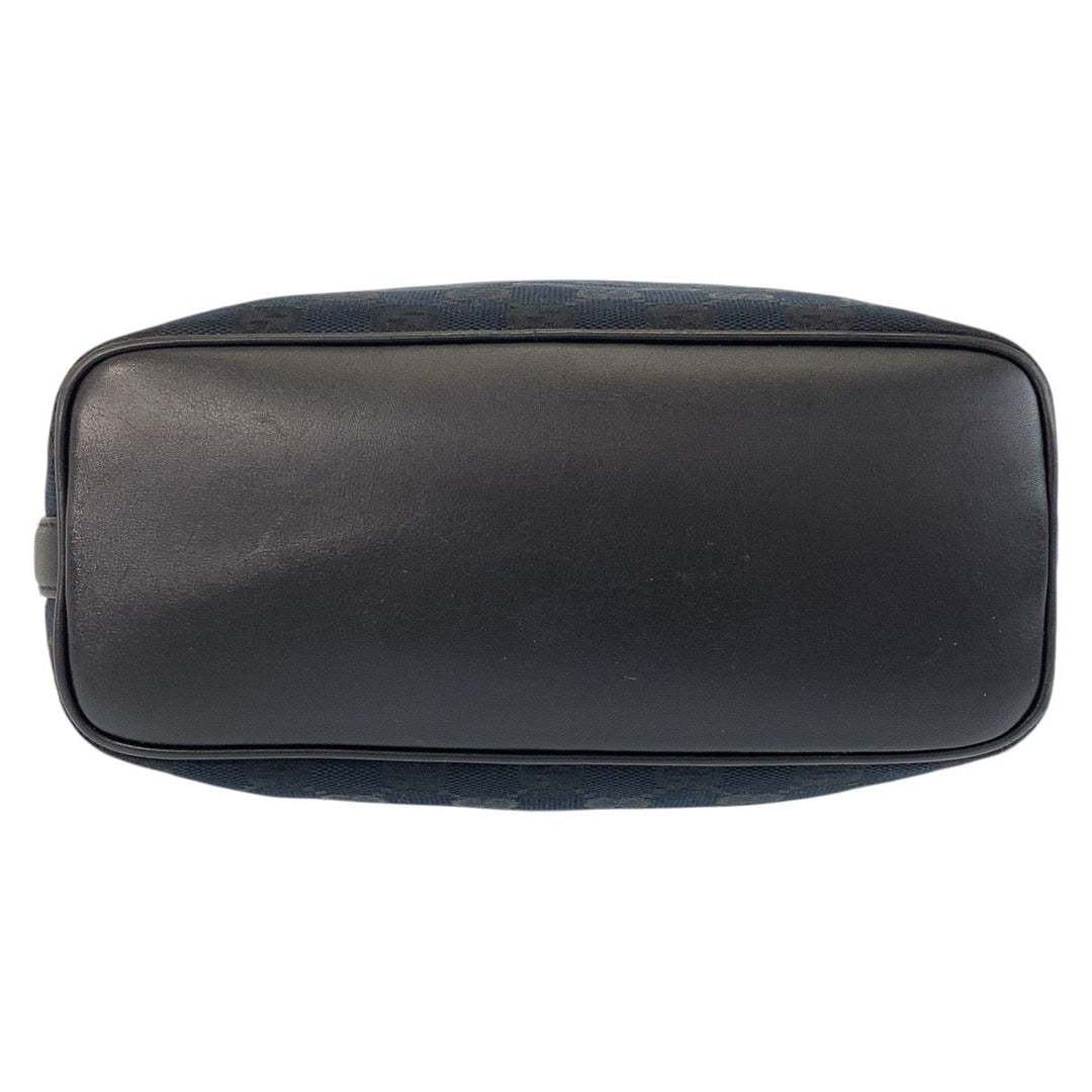 GUCCI Shoulder Bag 001 4288 GG canvas, leather Black GoldMetal Women Used Authentic