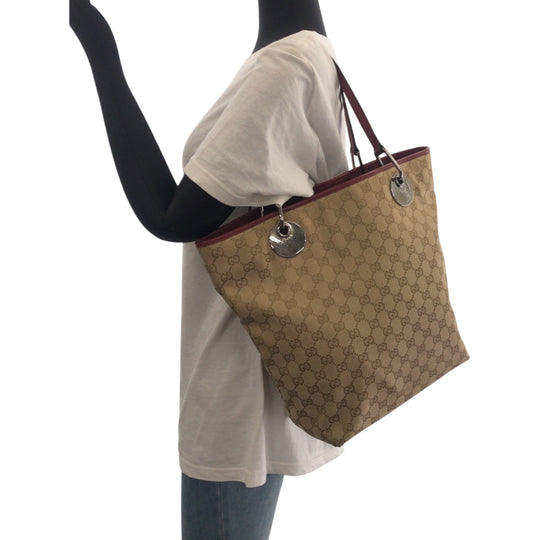 GUCCI Tote Bag 120836 GG canvas beige Tote Bag handbag Women Used Authentic