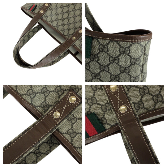 GUCCI Tote Bag 211134 GG Supreme Canvas beige Sherry line GG plus