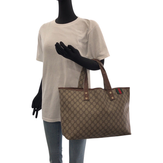 GUCCI Tote Bag 211134 GG Supreme Canvas beige Sherry line GG plus