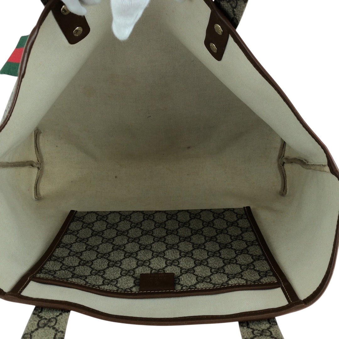 GUCCI Tote Bag 211134 GG Supreme Canvas beige Sherry line GG plus