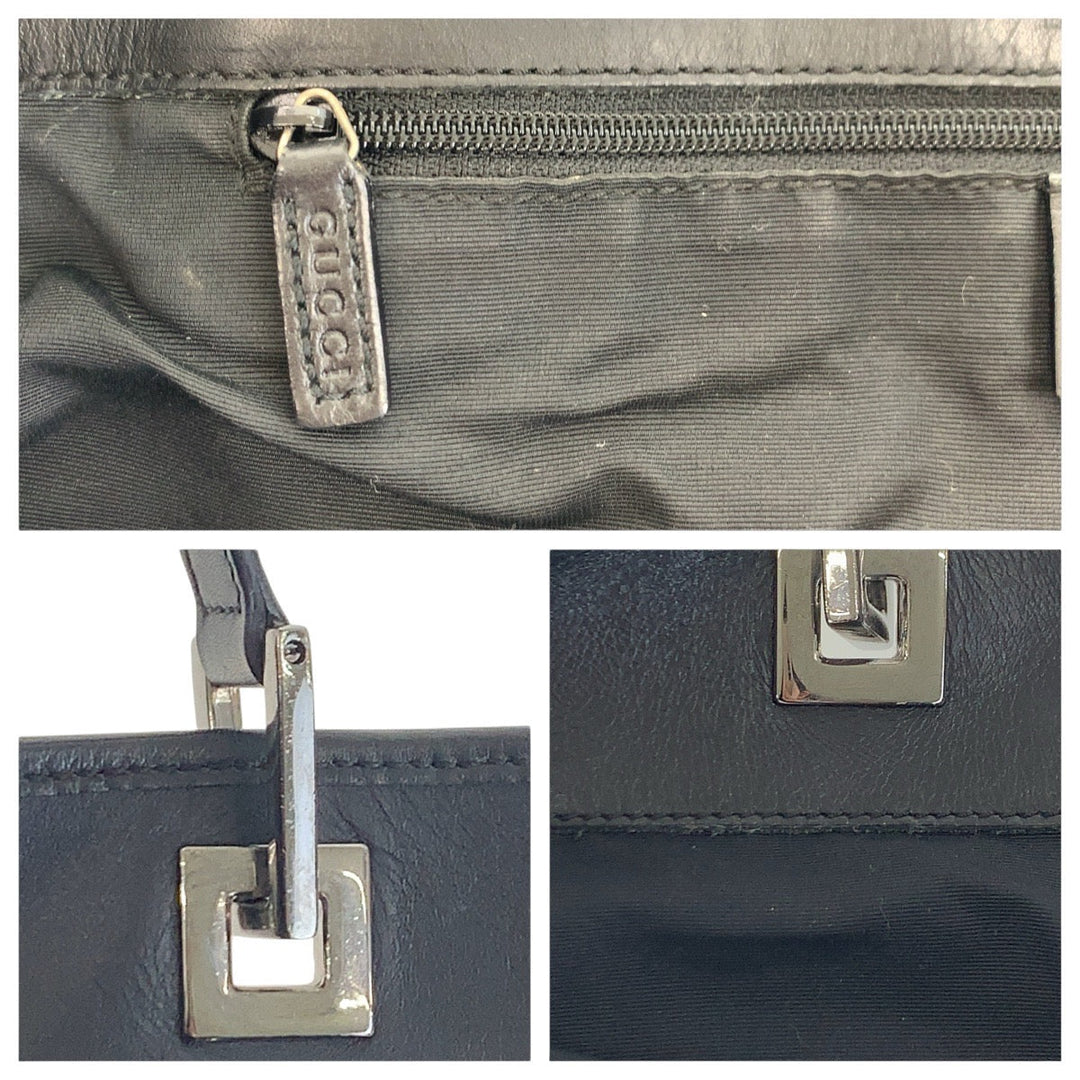 GUCCI Tote Bag 31243 GG canvas, leather black Tote Bag Shoulder Bag Women Used Authentic
