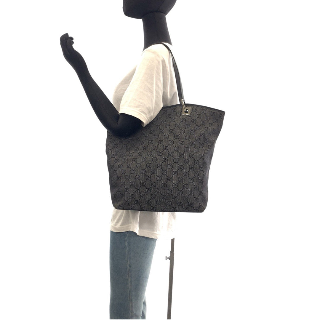GUCCI Tote Bag 31243 GG canvas, leather black Tote Bag Shoulder Bag Women Used Authentic