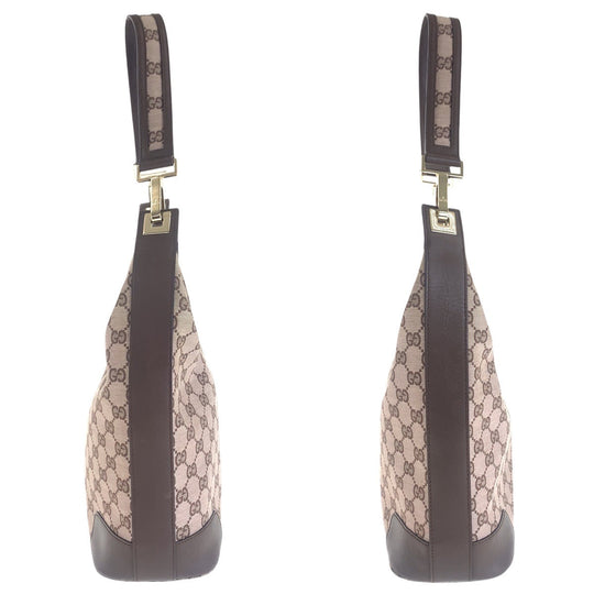 GUCCI Shoulder Bag 001 4204 GG canvas, leather Brown Pink Beige Gold Metal Women Used Authentic