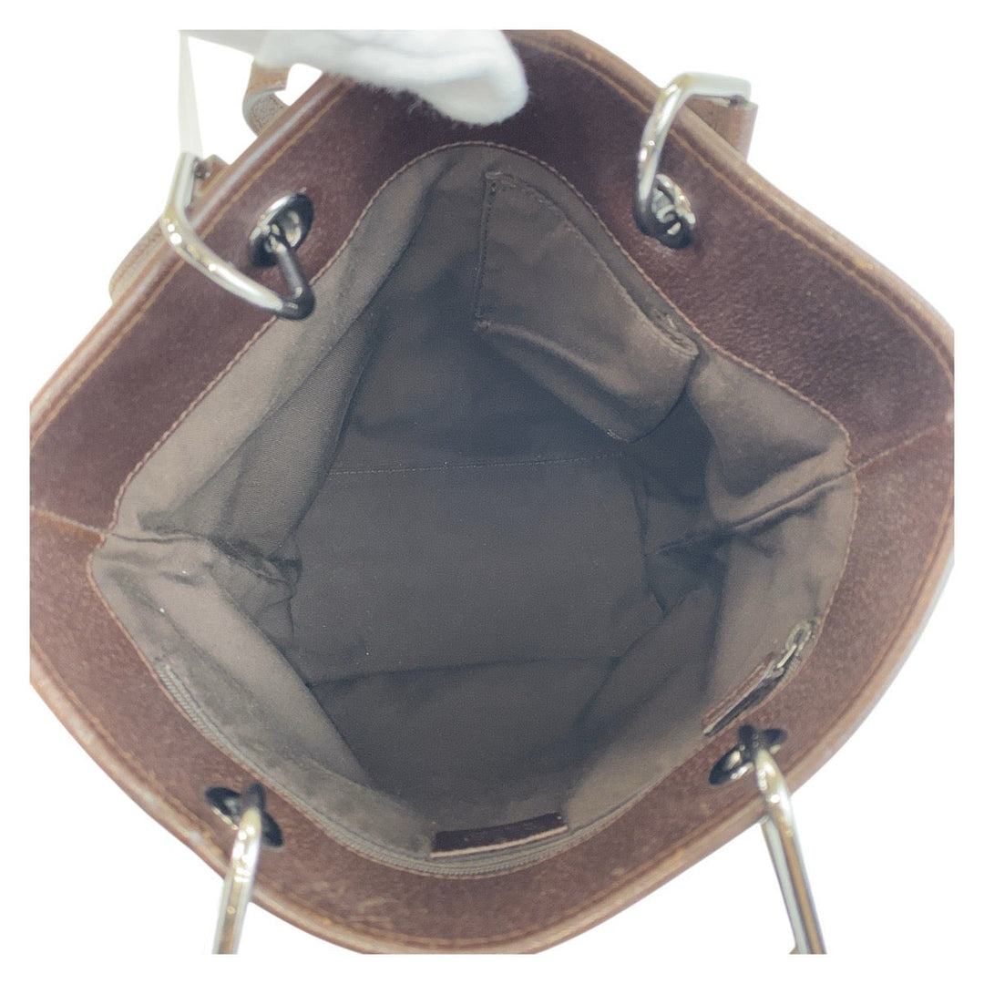 GUCCI Tote Bag 120840 GG canvas, leather Beige Brown SilverMetal Tote Bag Shoulder Bag Women Used Authentic