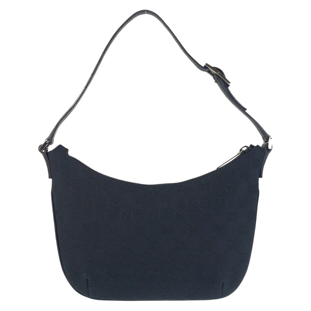 GUCCI Shoulder Bag 005 0813 GG canvas, leather Black black Women Used Authentic