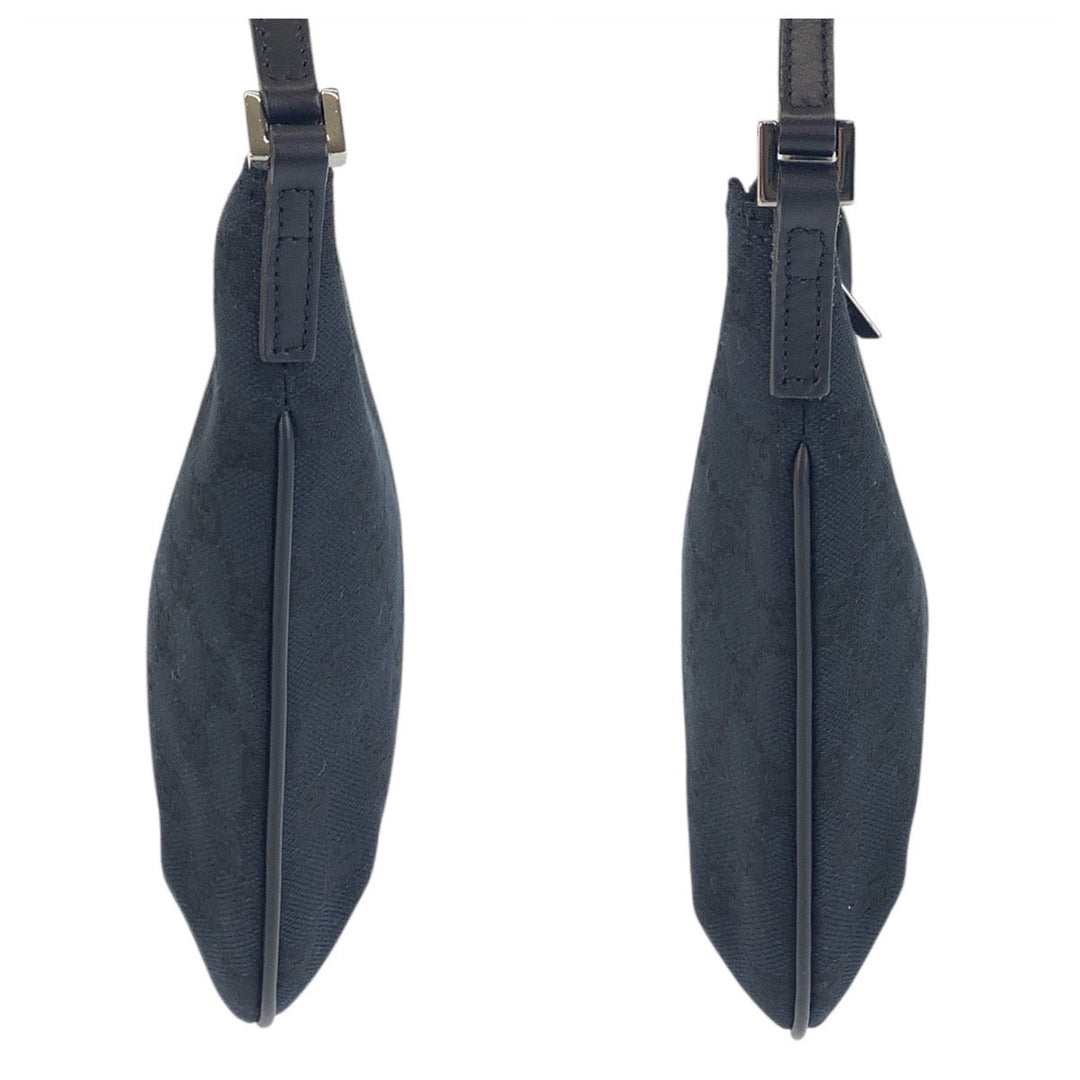 GUCCI Shoulder Bag 005 0813 GG canvas, leather Black black Women Used Authentic