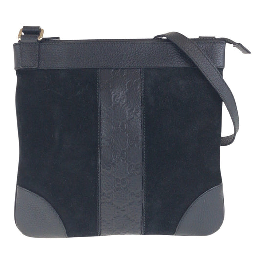 GUCCI Shoulder Bag 272 396 Suede, Leather Black Silver Metal Crossbody Shoulder Bag Women Used Authentic
