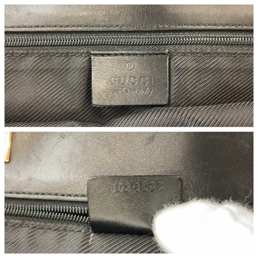 GUCCI Tote Bag 002 1098 GG canvas, leather Black GoldMetal Tote Bag Shoulder Bag Women Used Authentic