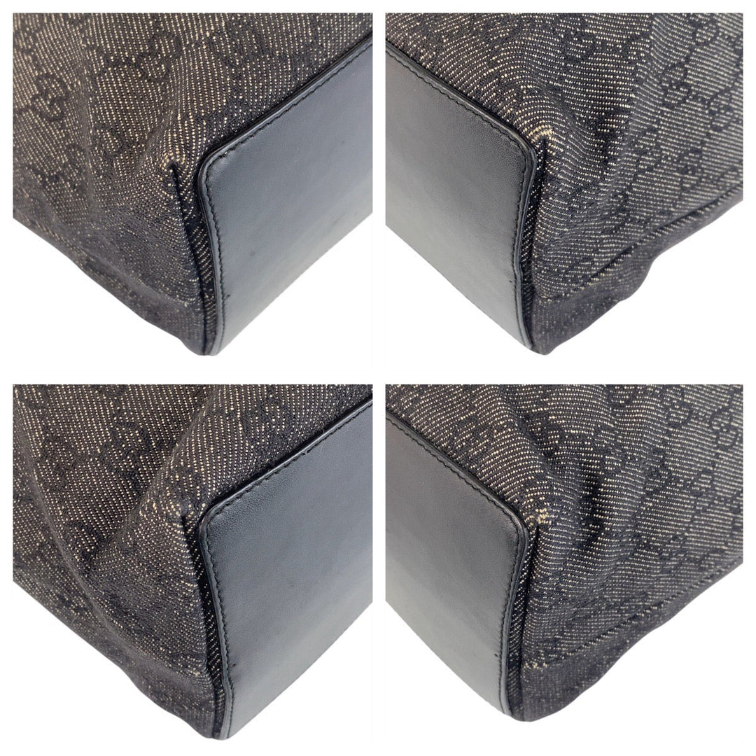 GUCCI Tote Bag 31243 GG canvas, leather Black SilverMetal Tote Bag Shoulder Bag Women Used Authentic