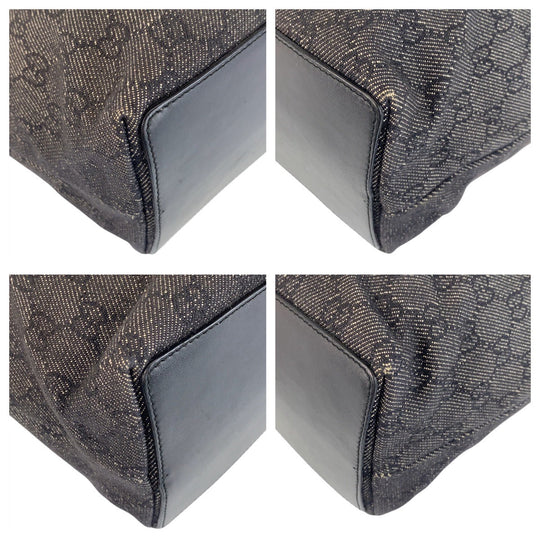 GUCCI Tote Bag 31243 GG canvas, leather Black SilverMetal Tote Bag Shoulder Bag Women Used Authentic