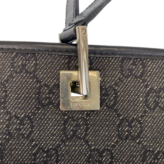GUCCI Tote Bag 31243 GG canvas, leather Black SilverMetal Tote Bag Shoulder Bag Women Used Authentic