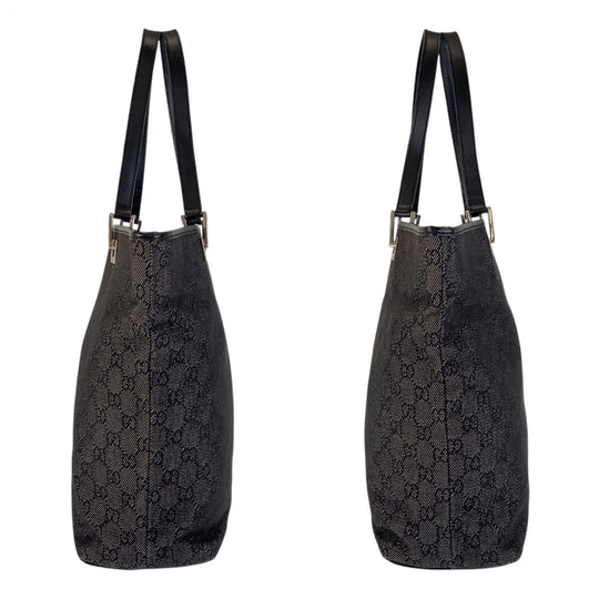GUCCI Tote Bag 31243 GG canvas, leather Black SilverMetal Tote Bag Shoulder Bag Women Used Authentic