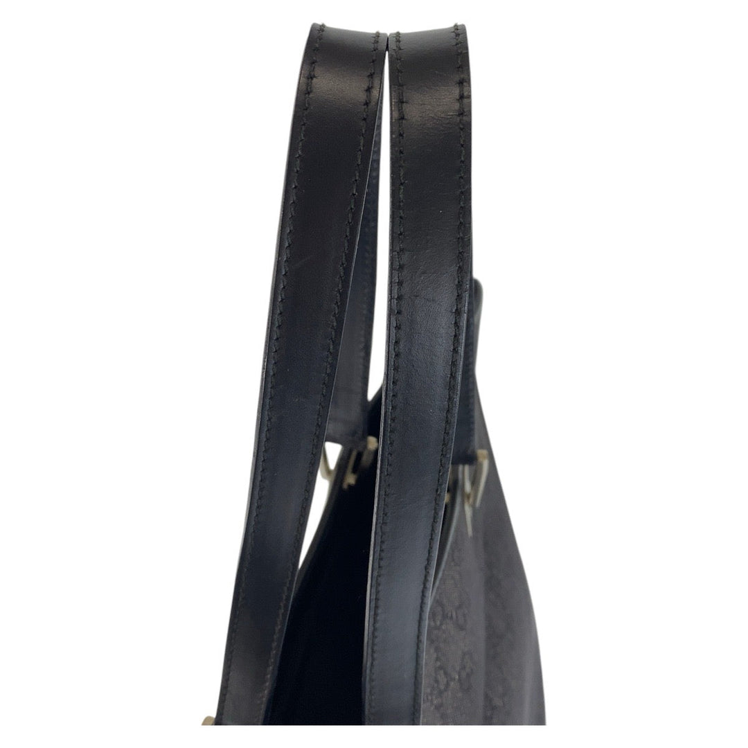 GUCCI Tote Bag 31243 GG canvas, leather Black SilverMetal Tote Bag Shoulder Bag Women Used Authentic
