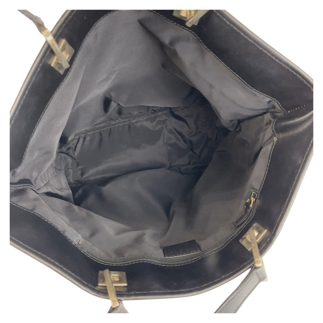 GUCCI Tote Bag 31243 GG canvas, leather Black SilverMetal Tote Bag Shoulder Bag Women Used Authentic