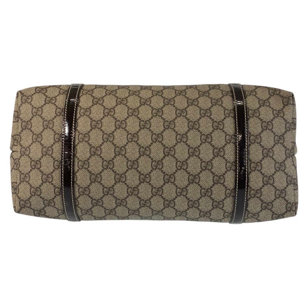 GUCCI Tote Bag 197953 GG Supreme Canvas Beige Brown Gold Metal