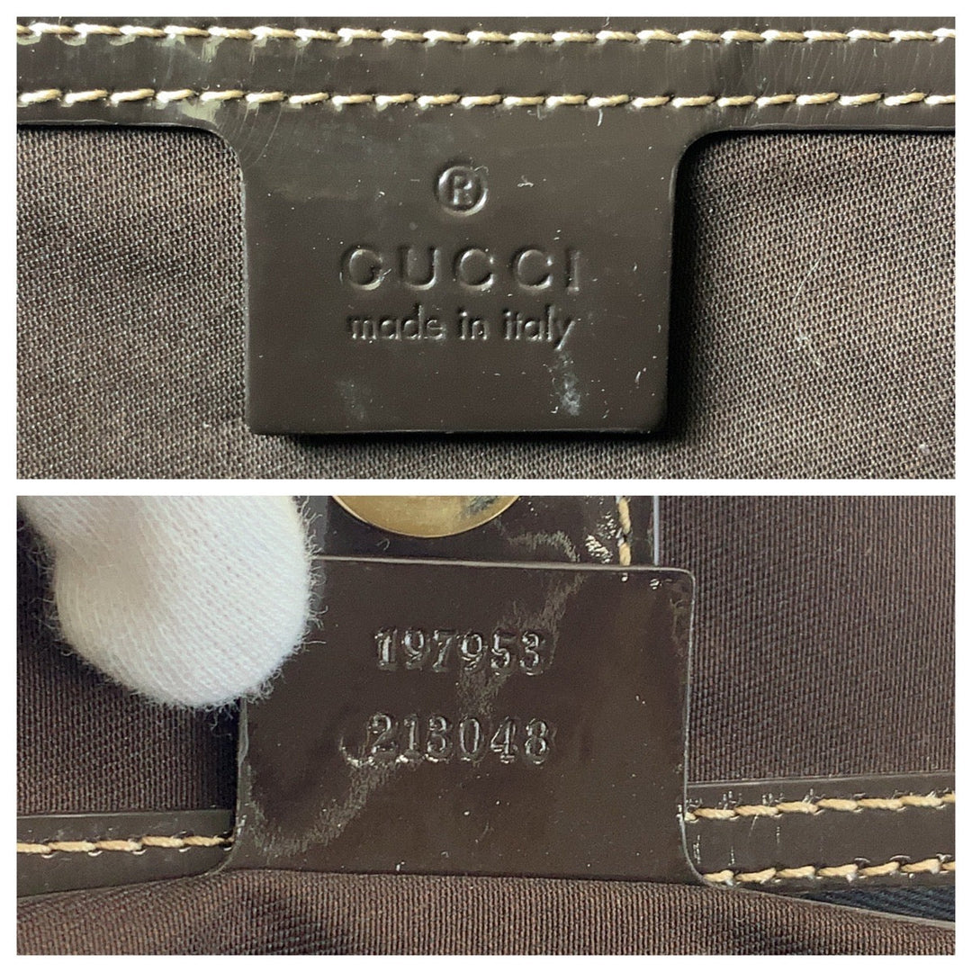 GUCCI Tote Bag 197953 GG Supreme Canvas Beige Brown Gold Metal