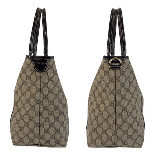 GUCCI Tote Bag 197953 GG Supreme Canvas Beige Brown Gold Metal