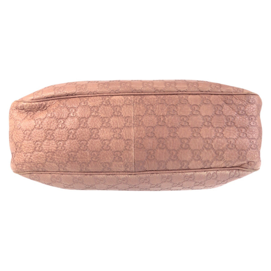GUCCI Tote Bag 296835 leather Pink Beige Gold Metal Guccisima Sukey