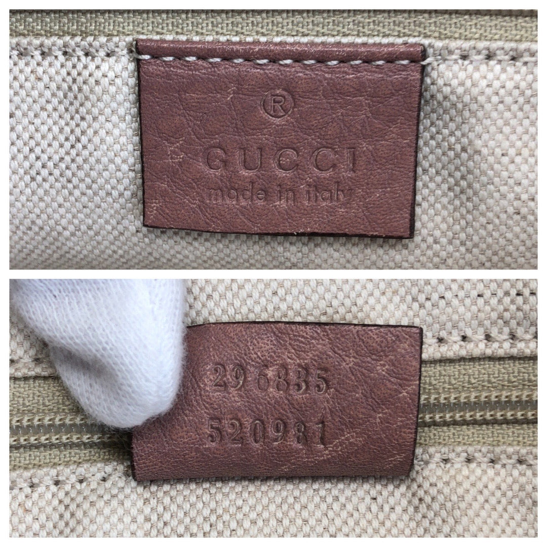 GUCCI Tote Bag 296835 leather Pink Beige Gold Metal Guccisima Sukey
