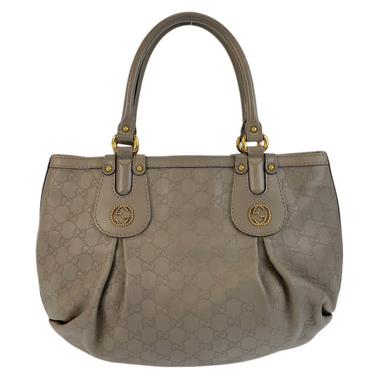 GUCCI Tote Bag 269953 leather Greige Gold Metal Tote Bag Shoulder Bag Scarlet Guccissima Women Used Authentic